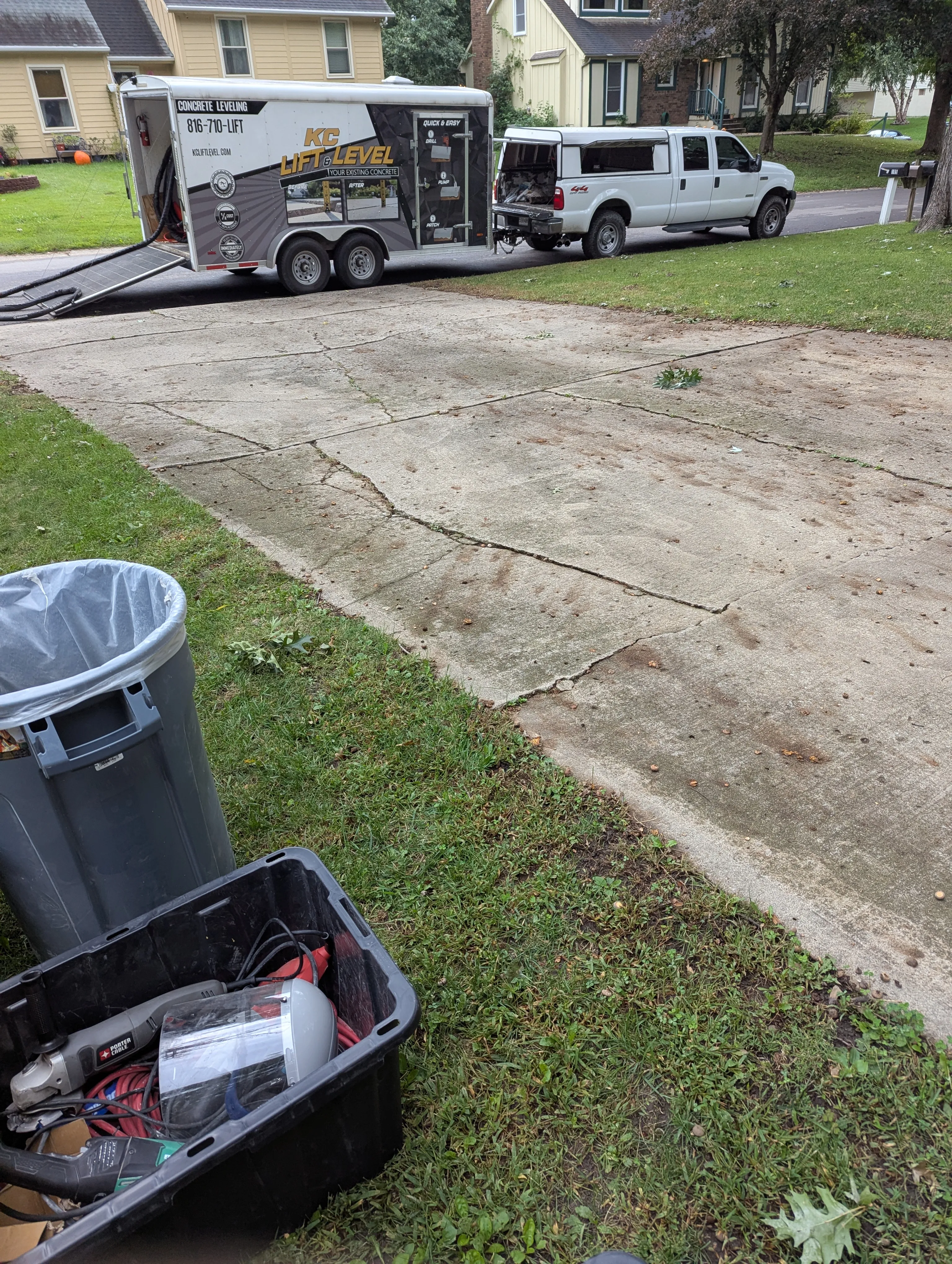 The Acorn Driveway before concrete leveling